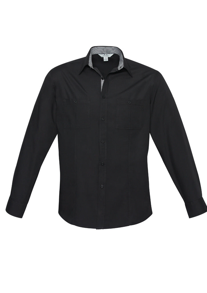 Mens Bondi Long Sleeve Shirt - Navy 5XL