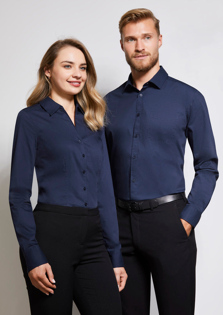 Mens Monaco Long Sleeve Shirt - Electric Blue 5XL