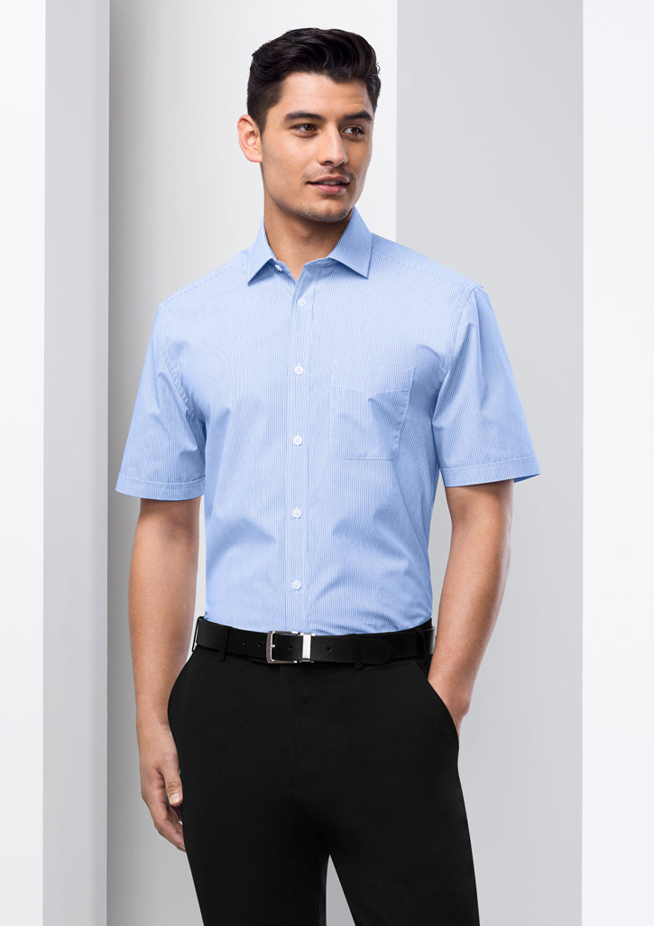Mens Euro Short Sleeve Shirt - Blue 5XL