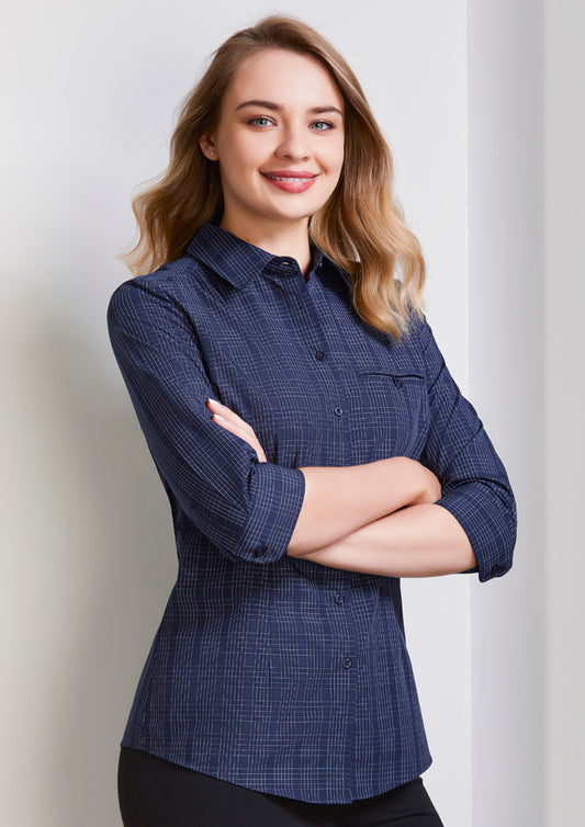 Womens Harper 3/4 Sleeve Shirt - Black/Silver 20