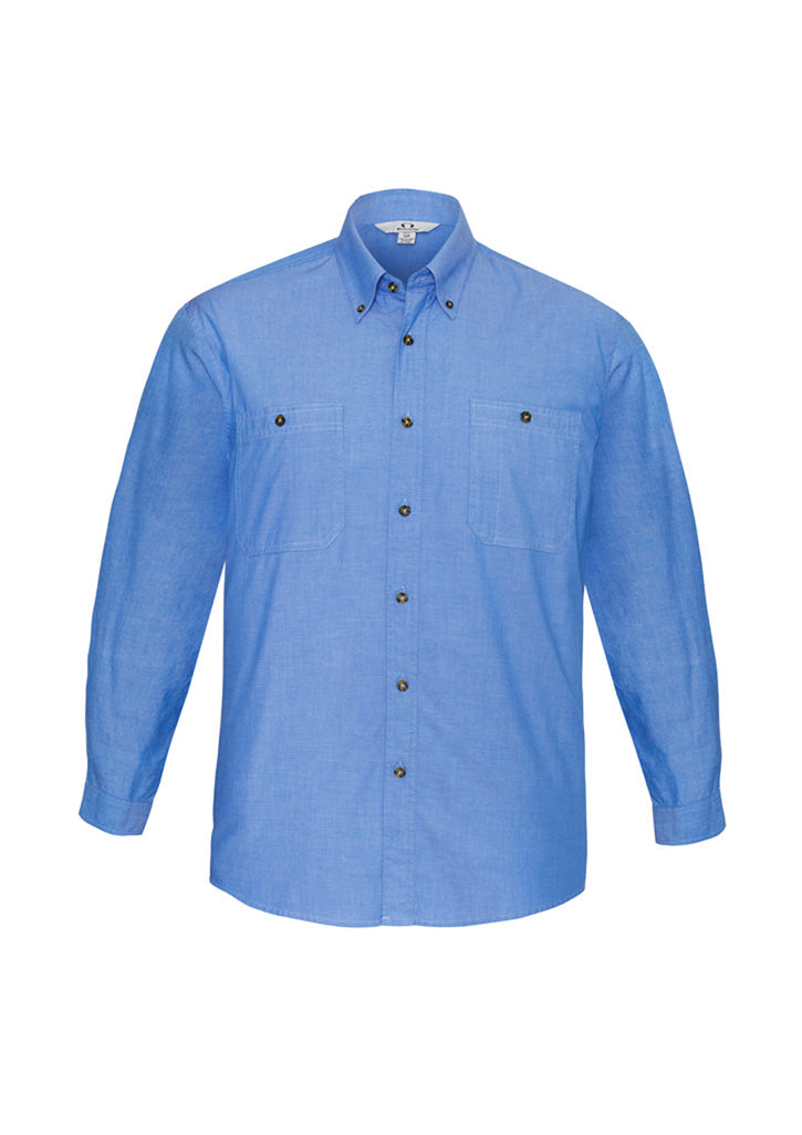 Mens Chambray Long Sleeve Shirt - Chambray Blue 5XL