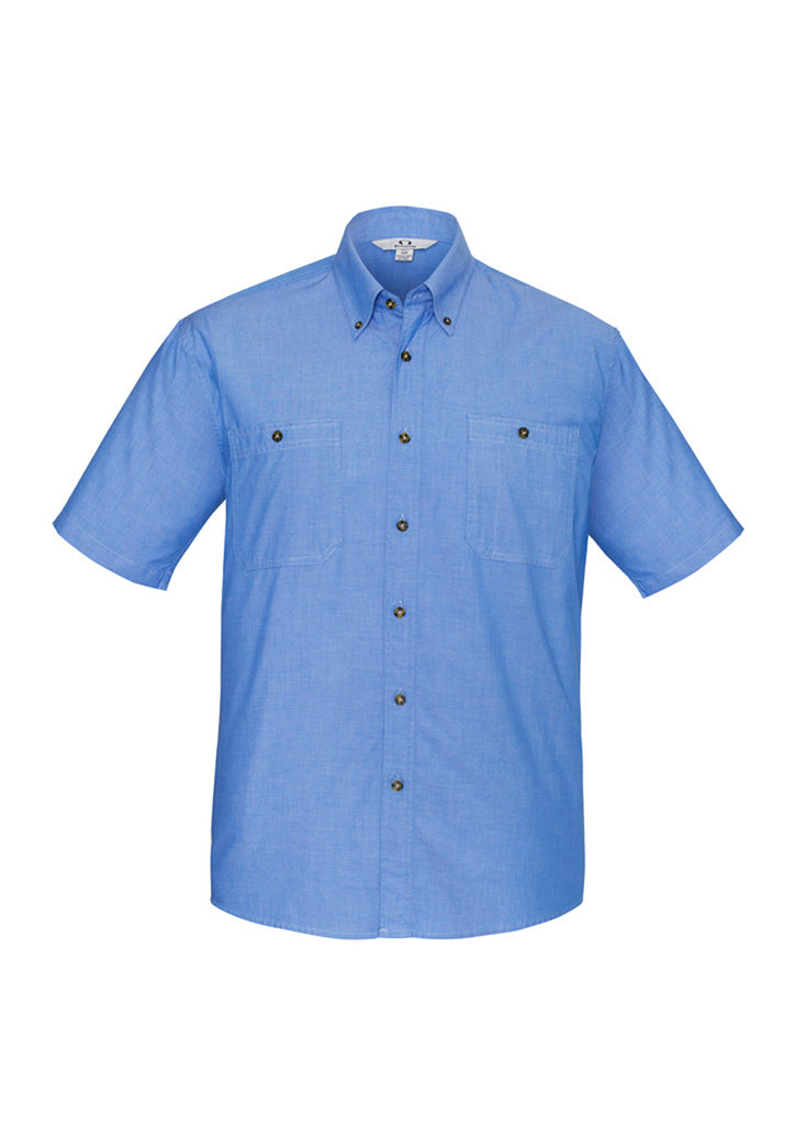 Mens Chambray Short Sleeve Shirt - Chambray Blue 5XL