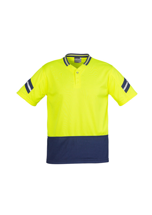 Mens Hi Vis Astro Short Sleeve Polo - Yellow/Navy 7XL