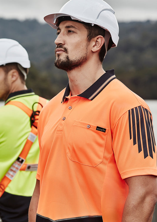Mens Hi Vis Flux Short Sleeve Polo - Orange/Navy 7XL