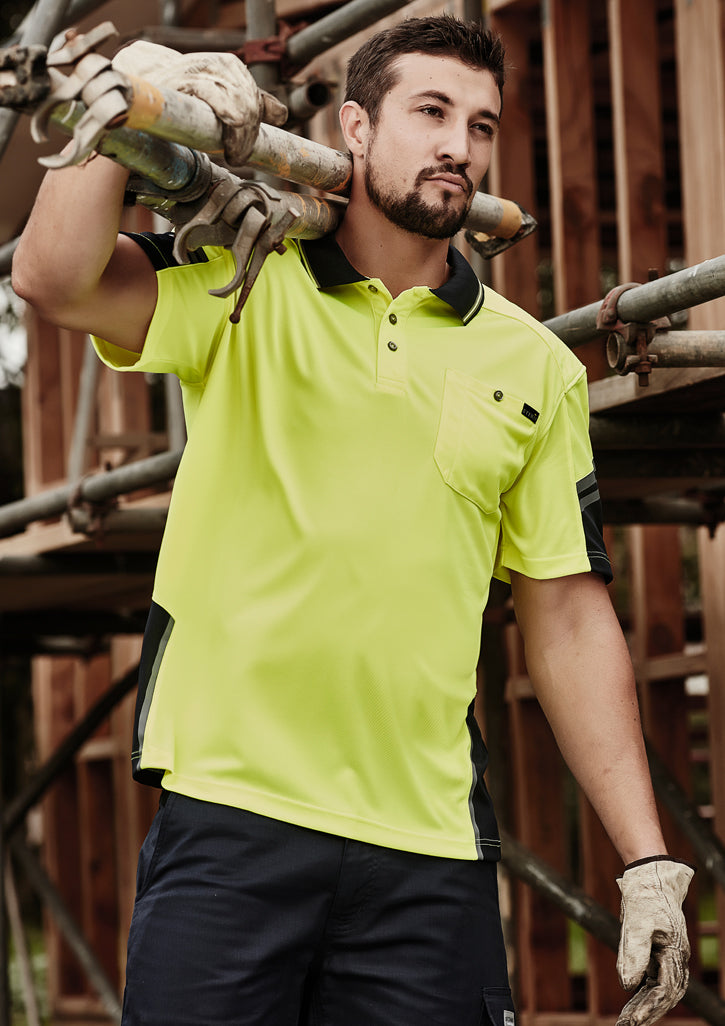 Mens Hi Vis Reinforced Squad Short Sleeve Polo - Orange/Navy 7XL