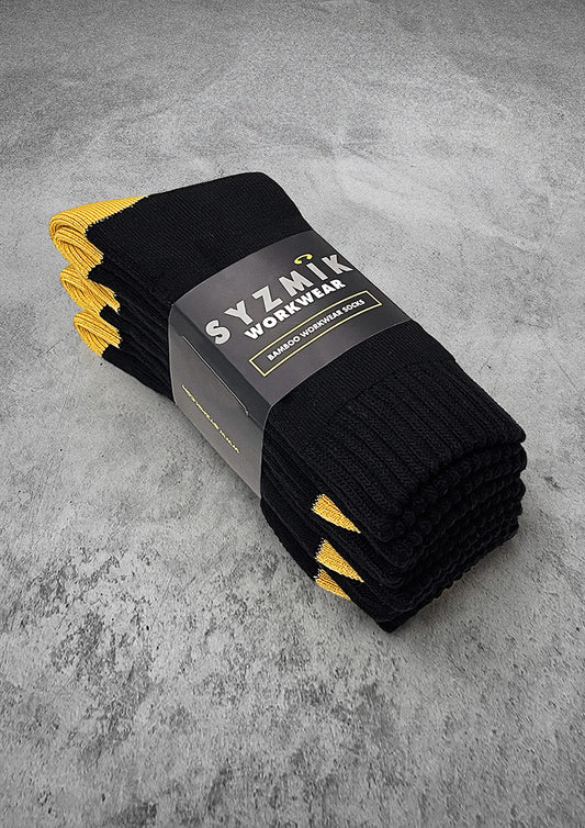 Bamboo Work Socks (3 Pack) - Black/Yellow 2025-12-06 00:00:00