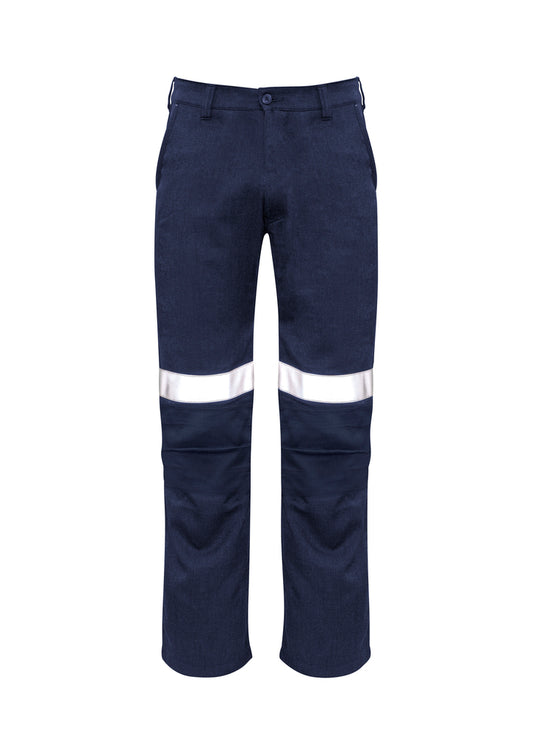 Mens Orange Flame Traditional Style Taped Work Pant - Navy 132