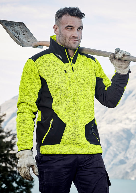 Unisex Streetworx Reinforced Knit 1/2 Zip Pullover - Fluoro Yellow 7XL