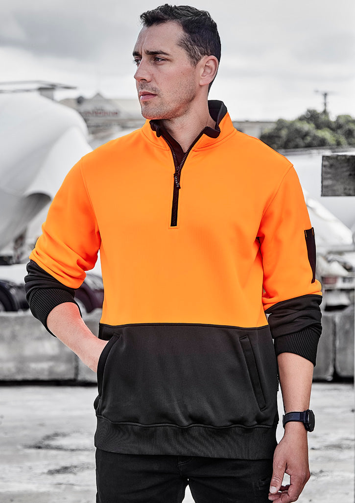 Unisex Hi Vis 1/2 Zip Pullover - Orange/Navy 7XL