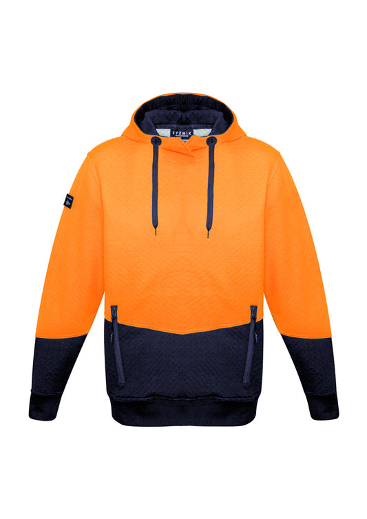 Unisex Hi Vis Textured Jacquard Hoodie - Yellow/Navy 7XL