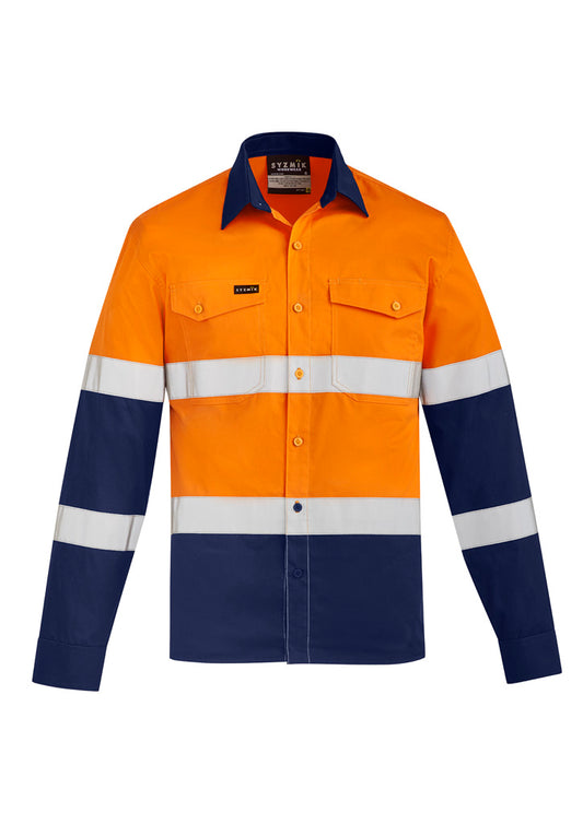 Mens Lightweight Bio Motion Long Sleeve Shirt - Orange/Navy 7XL