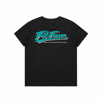 Black FitFam Women's Maple Minus Tee 4025 – branded back view
