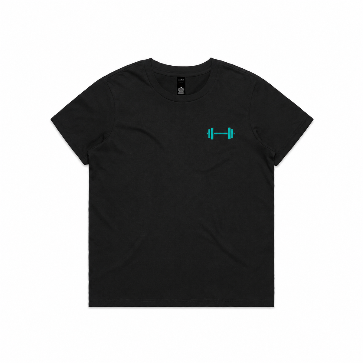 Black FitFam Women's Maple Minus Tee 4025 – branded front view